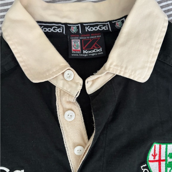 Vintage Kooga London Irish Rugby Union shirt short sleeve black/ beige men's M - Picture 9 of 14